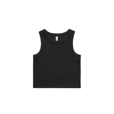 AS064G Wo's Organic Rib Crop Tank BLACK