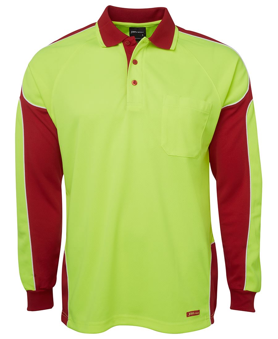 JB'S HI VIS L/S ARM PANEL POLO 6AP4L SIZES - (2XL - 3XL)