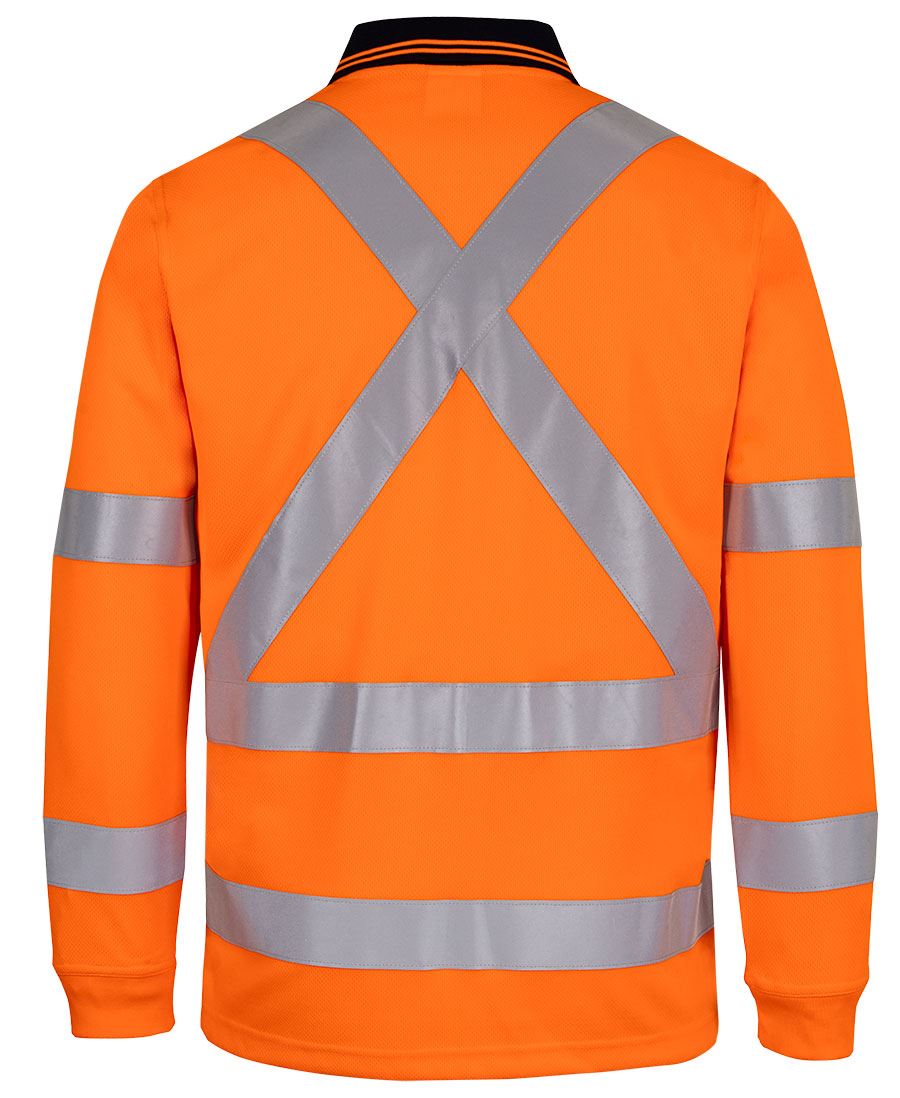 JB'S HI VIS L/S NSW/QLD RAIL BIOMOTION X-BACK POLO 6DAQL