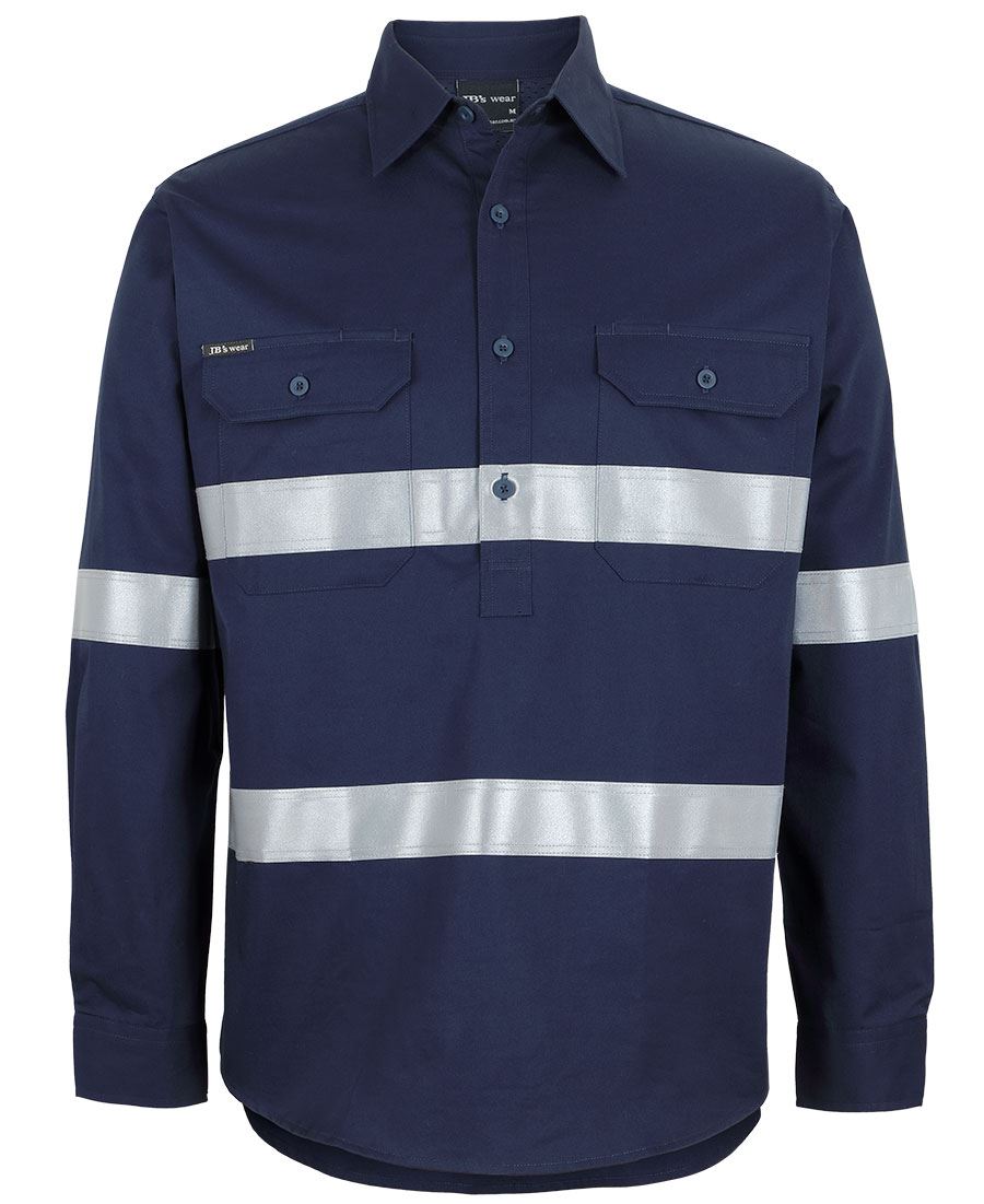 JB'S CLOSE FRONT L/S 150G WORK SHIRT REFLECTIVE TAPE 6HWCT