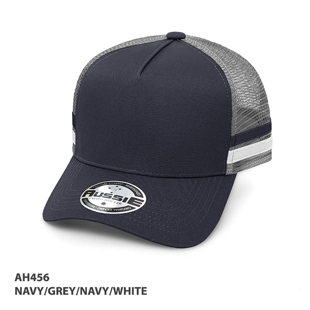AH456 - A-Frame Striped Trucker Cap