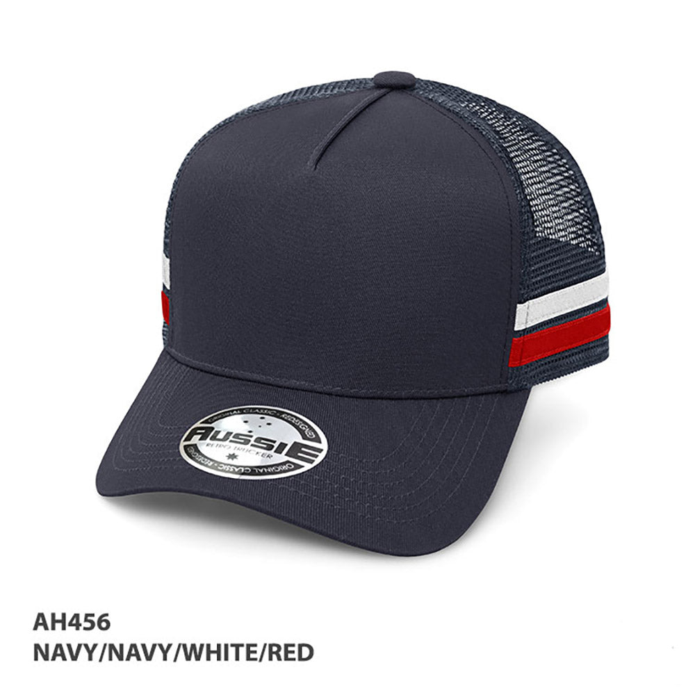 AH456 - A-Frame Striped Trucker Cap