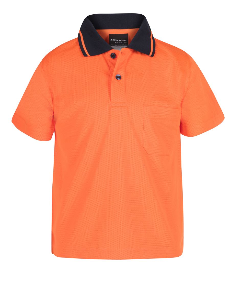 Kids Hi Vis Non Cuff Traditional Polo - Lime Range - 6hvnc