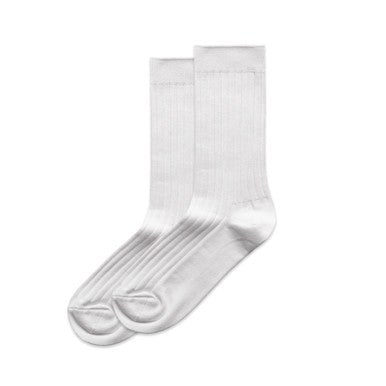 AS1203 Wo's Rib Socks (2 Pairs)  WHITE