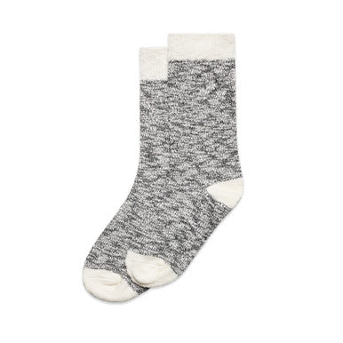 AS1217 Slub Socks (2 Pairs)  BLACK/NATURAL