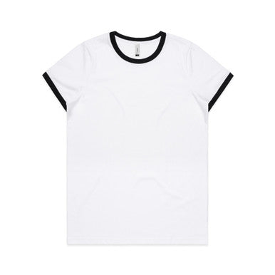 AS4053 Wo's Maple Ringer Tee  WHITE/BLACK