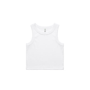 AS064G Wo's Organic Rib Crop Tank  WHITE