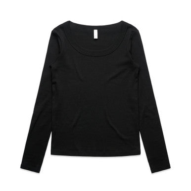 AS4075 Wo's Organic Rib L/S Tee  BLACK