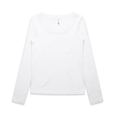 AS4075 Wo's Organic Rib L/S Tee  WHITE