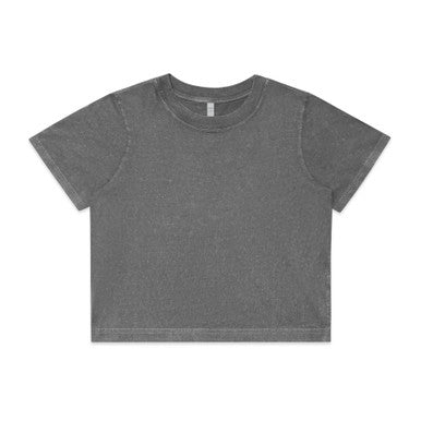 AS4086 Wo's Stone Wash Heavy Crop Tee  COAL STONE