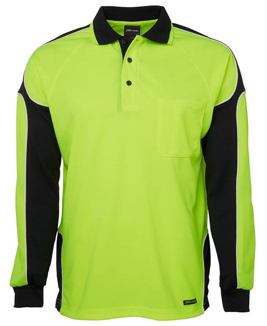 JB'S HI VIS L/S ARM PANEL POLO 6AP4L SIZES - (4XL-5XL)