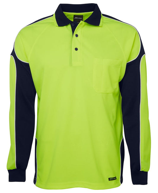 JB'S HI VIS L/S ARM PANEL POLO 6AP4L SIZES - (4XL-5XL)