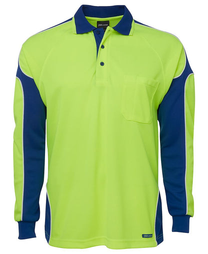 JB'S HI VIS L/S ARM PANEL POLO 6AP4L SIZES - (4XL-5XL)