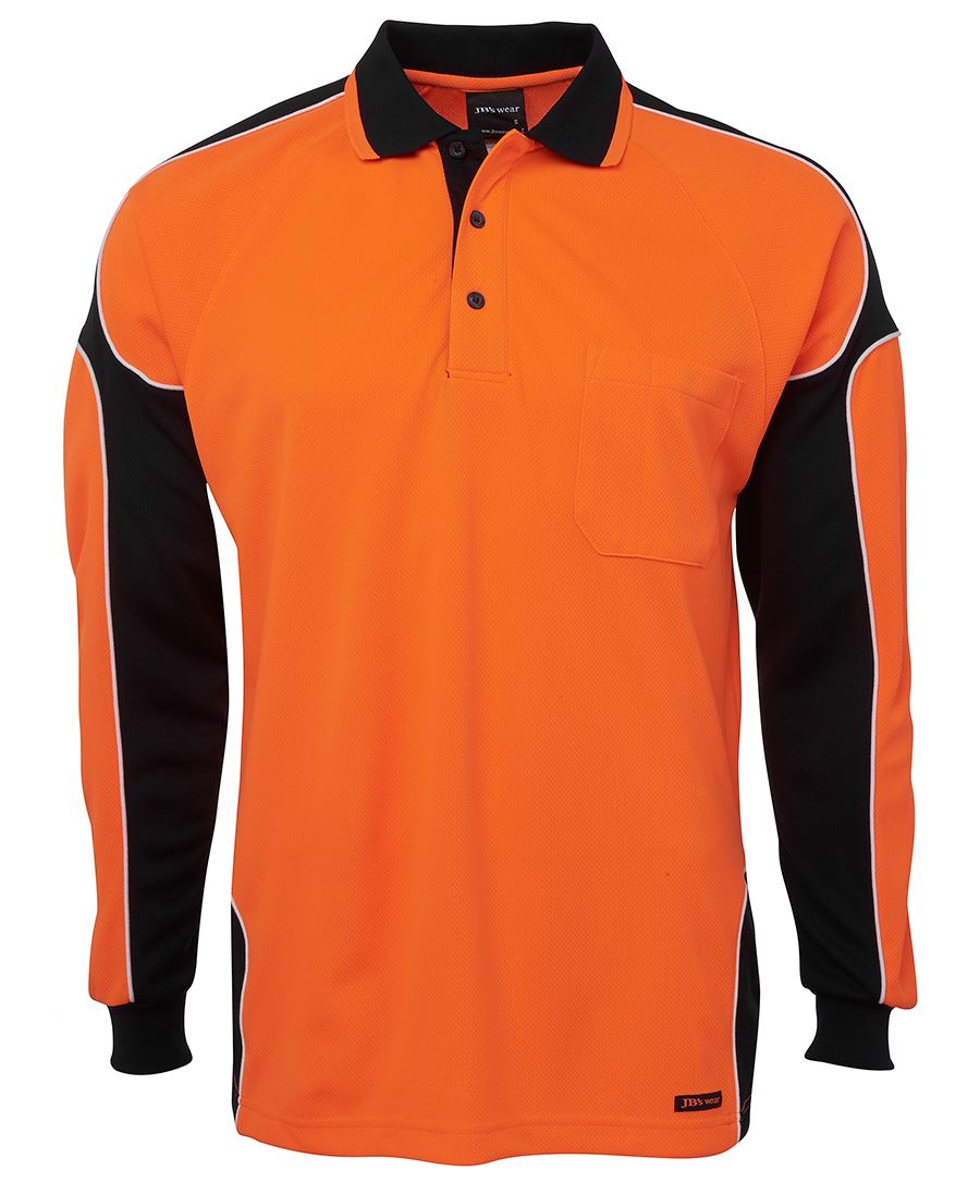 JB'S HI VIS L/S ARM PANEL POLO 6AP4L SIZES - (4XL-5XL)