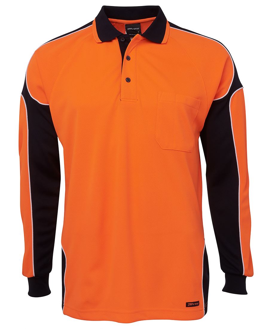 JB'S HI VIS L/S ARM PANEL POLO 6AP4L SIZES - (4XL-5XL)