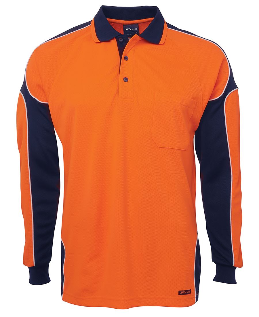 JB'S HI VIS L/S ARM PANEL POLO 6AP4L SIZES - (4XL-5XL)