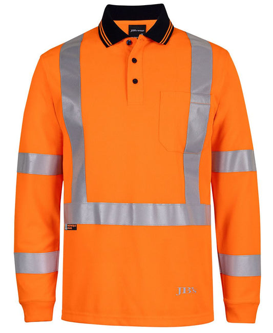 JB'S HI VIS L/S NSW/QLD RAIL BIOMOTION X-BACK POLO 6DAQL