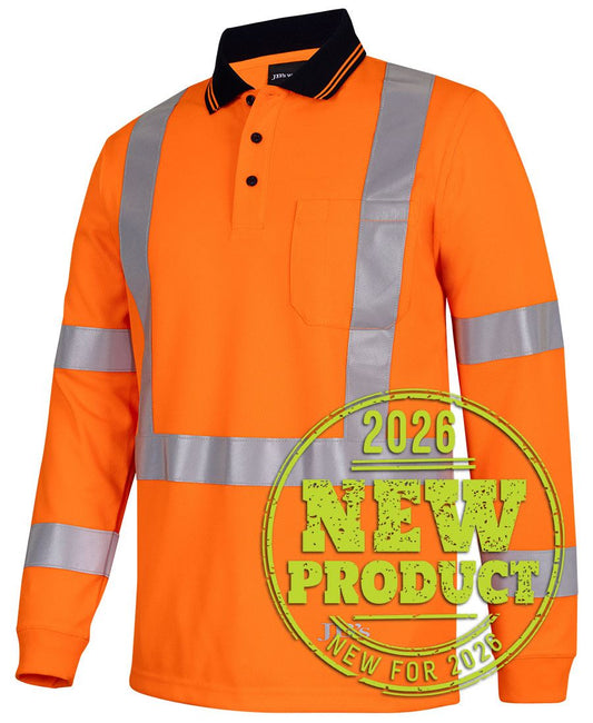 JB'S HI VIS L/S NSW/QLD RAIL BIOMOTION X-BACK POLO 6DAQL