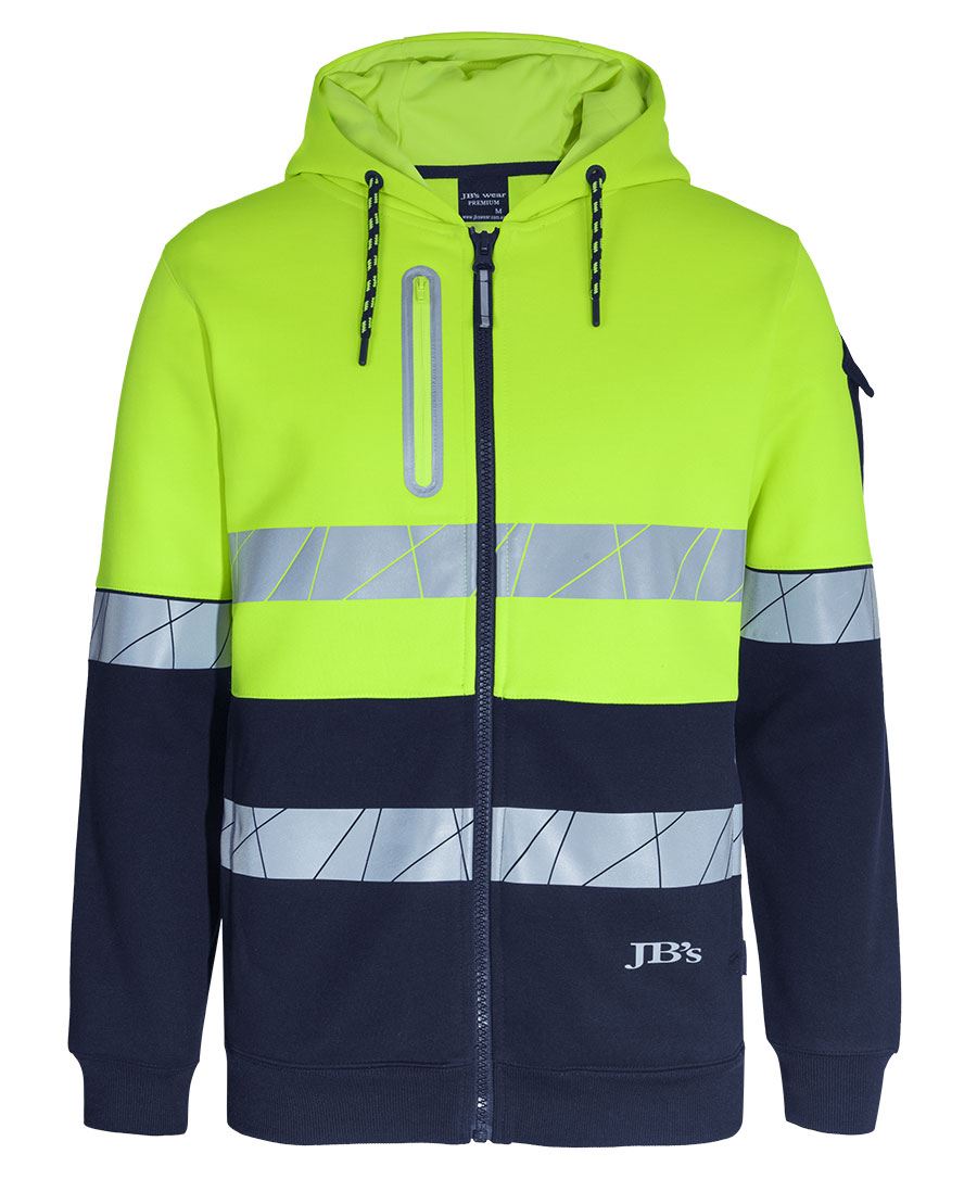 JB'S 450G HI VIS FULL ZIP HOODIE WITH FRAGMENTED TAPE 6DPFZ