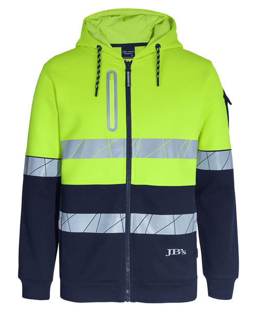 JB'S 450G HI VIS FULL ZIP HOODIE WITH FRAGMENTED TAPE 6DPFZ