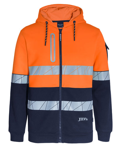 JB'S 450G HI VIS FULL ZIP HOODIE WITH FRAGMENTED TAPE 6DPFZ