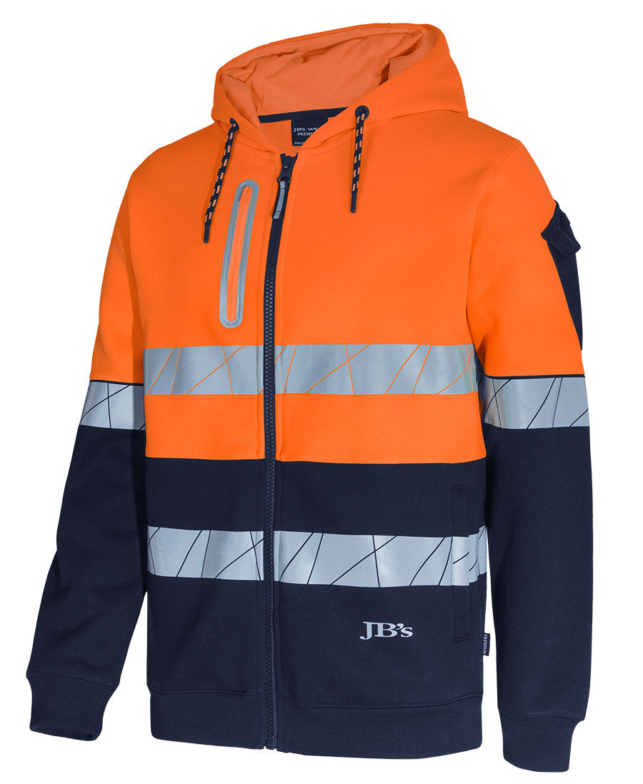 JB'S 450G HI VIS FULL ZIP HOODIE WITH FRAGMENTED TAPE 6DPFZ