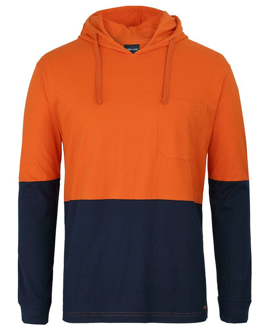 JB'S HI VIS L/S COTTON TEE WITH HOOD 6HCTL