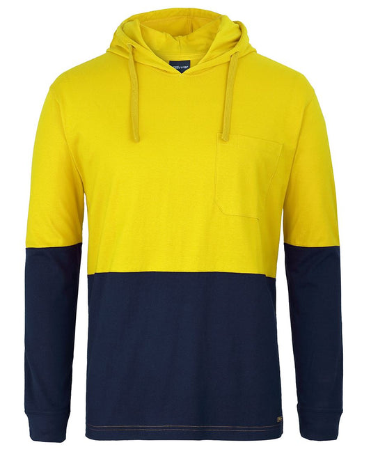 JB'S HI VIS L/S COTTON TEE WITH HOOD 6HCTL