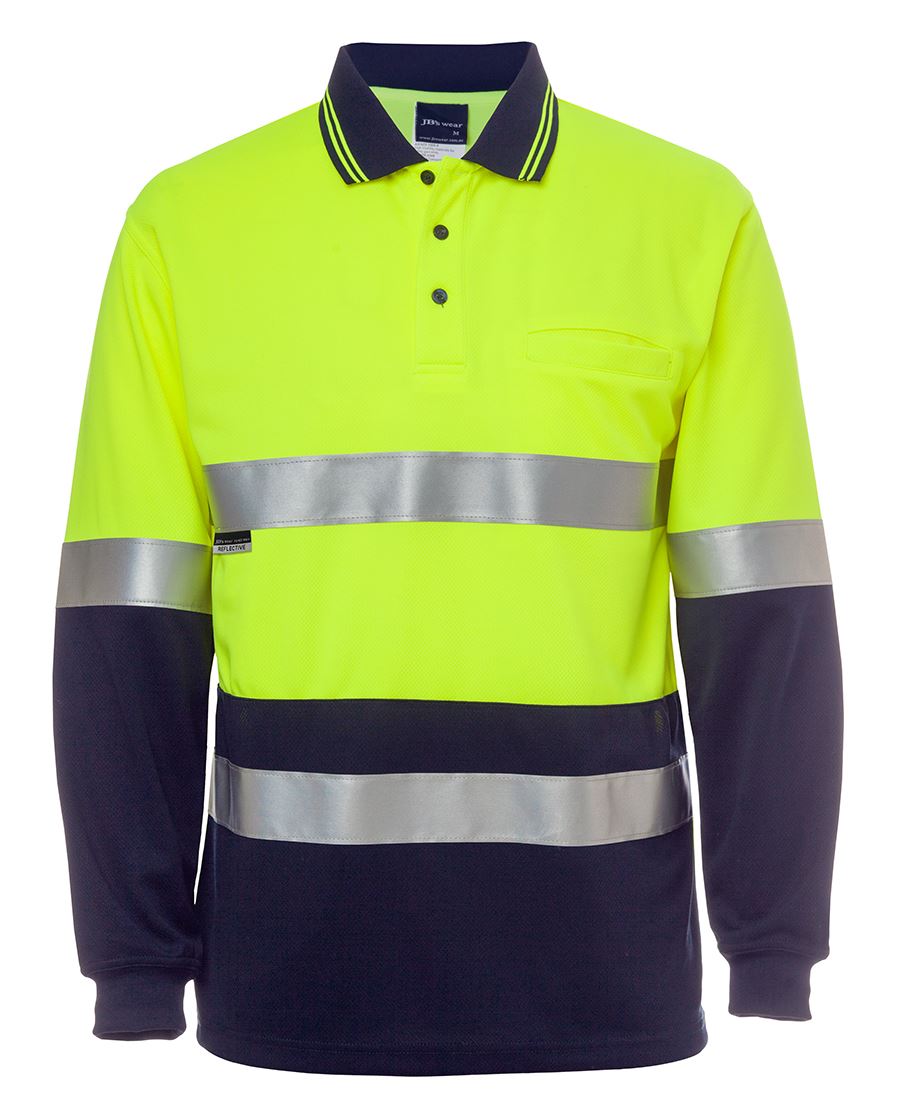 Jb's Hi Vis L/S (D+S) Cotton Back Polo 6HMCB