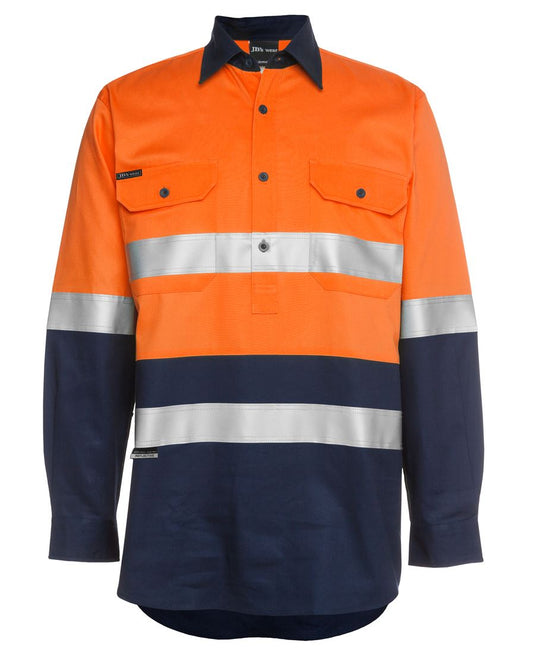 JB'S HI VIS (D+N) CLOSE FRONT L/S 190G WORK SHIRT