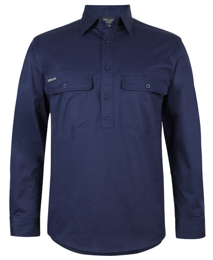 JB'S L/S STRETCH CLOSE FRONT WORK SHIRT - 6WLCS