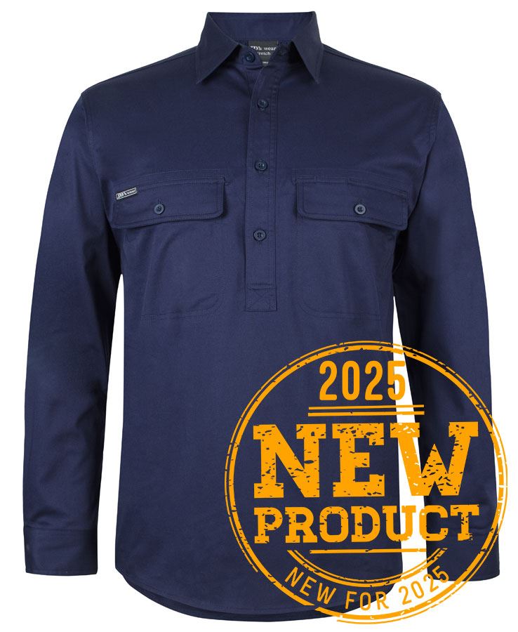 JB'S L/S STRETCH CLOSE FRONT WORK SHIRT - 6WLCS