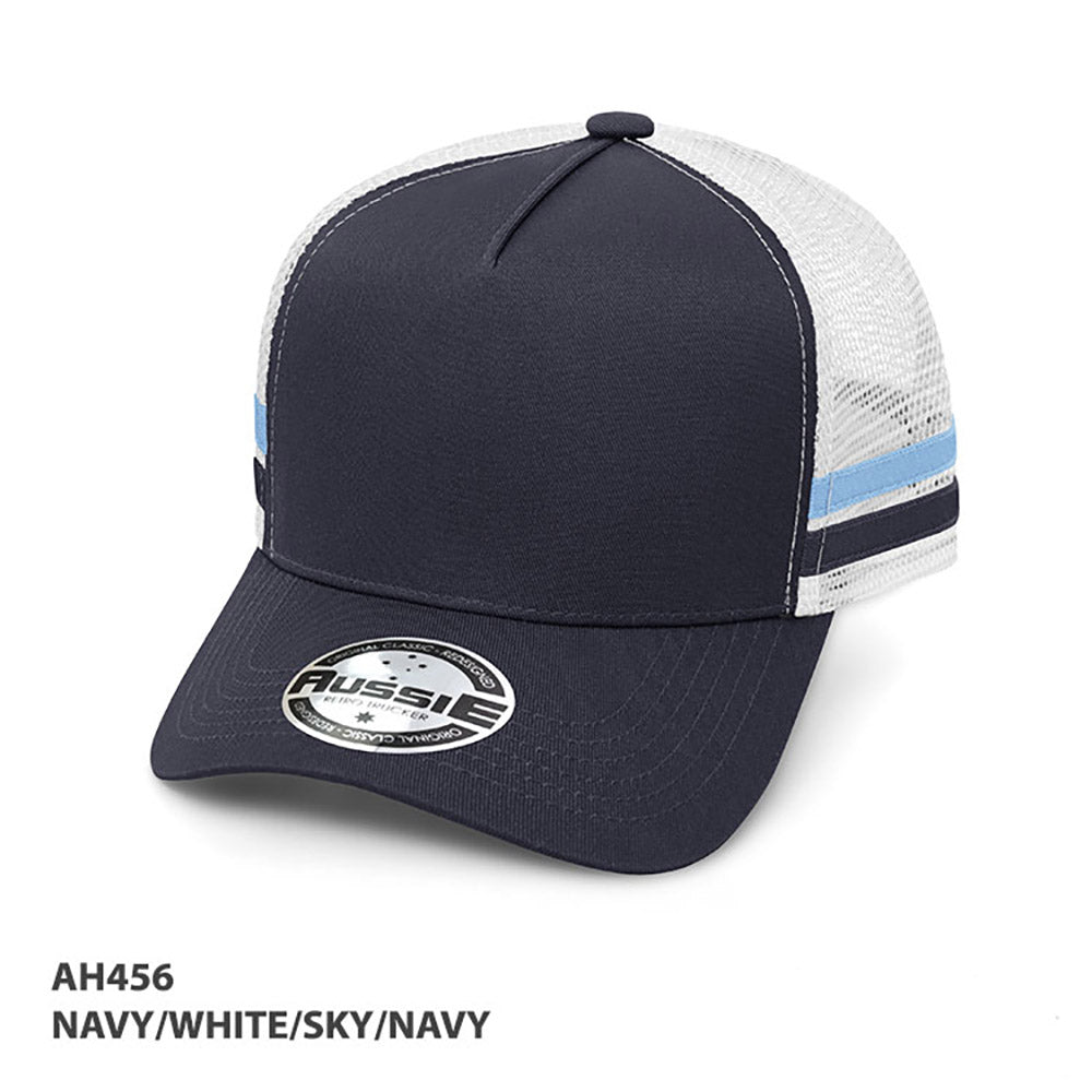 AH456 - A-Frame Striped Trucker Cap