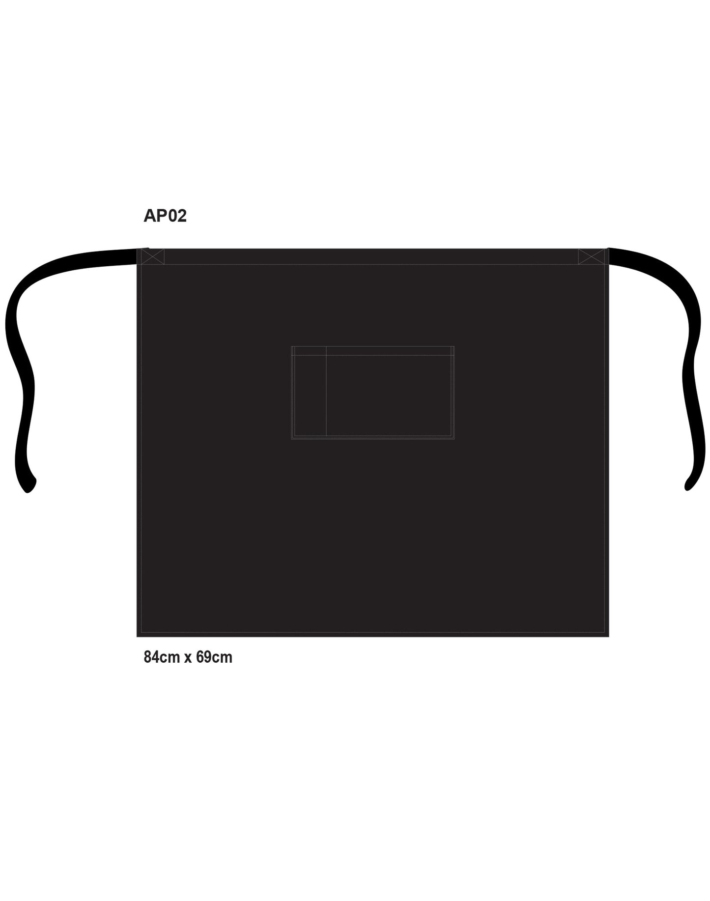 Long Waist Apron W86xh70cm