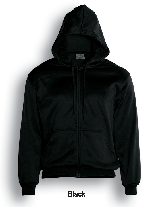 Unisex Adults Zip Through Fleece Hoodie-BLACK