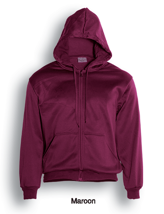 Unisex Adults Zip Through Fleece Hoodie-MAROON