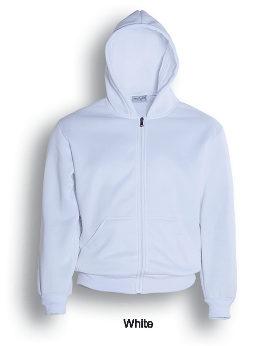 Unisex Adults Zip Through Fleece Hoodie-WHITE