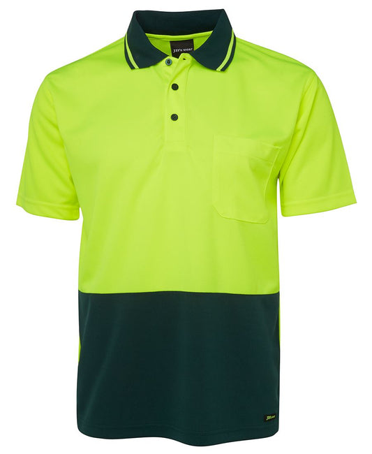 Kids Hi Vis Non Cuff Traditional Polo - Lime Range - 6hvnc
